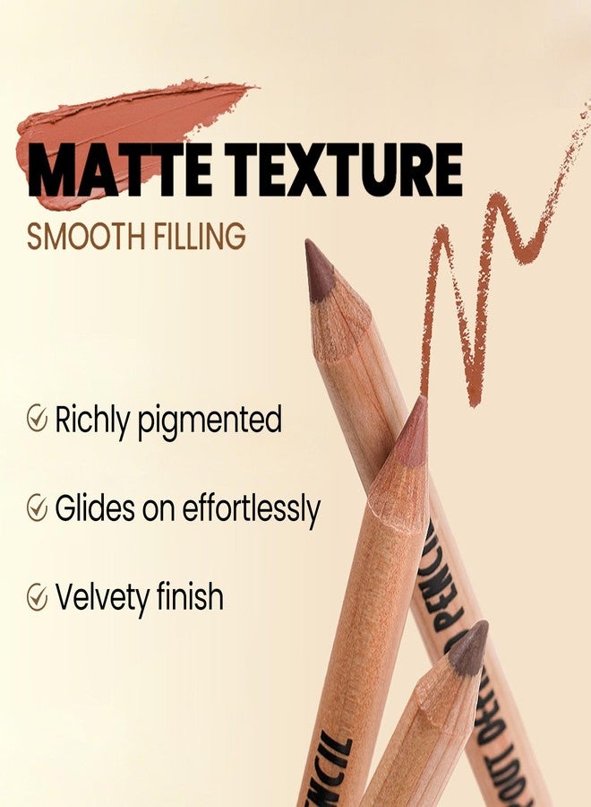 إريندي مجموعة أقلام تحديد الشفاه إيريندي نيود مات، 6 ألوان مع مبراة لتحديد ونحت الشفاه، قلم تحديد شفاه بني مقاوم للماء يدوم طويلاً ولا يتلطخ، 01 وردي موف نيود - Image 4